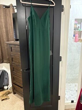 Lulu's Forest Green Spaghetti-Strap Maxi Dress